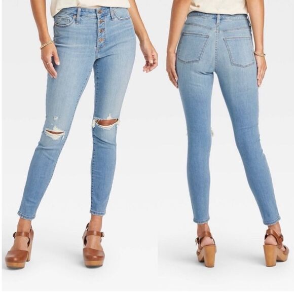 NWT Universal Thread High Rise Skinny Jeans Distressed Size 6 long C16 - Picture 1 of 9